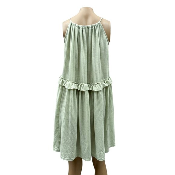 Free People Rosaline Tunic Dress Green Mini Tiered Rope Strap Summer Flowy M - Picture 5 of 13